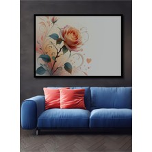Çerçeve Görünümlü Romantik Güller Sulu Boya Görünümlü Dekoratif Ahşap Ev/işyeri/ofis Kare Tablo