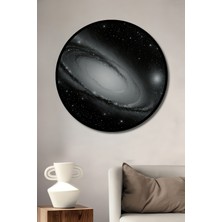 Çerçeve Görünümlü Andromeda Gökadası Yağlı Boya Görünümlü Dekoratif Ahşap Ofis Yuvarlak Tablo