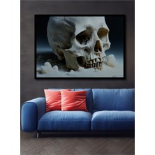 Çerçeve Görünümlü Buz Kristali Kaplı Kafatası Modern Sanat Dekoratif Ahşap Işyeri/ofis Kare Tablo