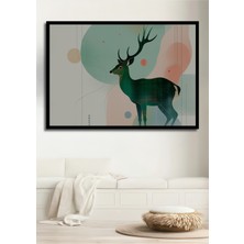 Çerçeve Görünümlü Pastel Tonlarda Geyik Modern Sanat Dekoratif Ahşap Ev/işyeri/ofis Kare Tablo