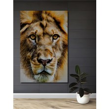 Yağlı Boya Görünümlü Aslan Portre Sanatı Ev/işyeri/ofis/salon Ahşap Dekoratif Kare Tablo