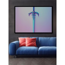 Çerçeve Görünümlü Fantastik Kılıç Dijital Sanat Dekoratif Ahşap Ev/işyeri/ofis Kare Tablo