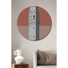 Beyaz Minare Çizim Sanatı Dekoratif Ahşap Ev/işyeri/ofis Yuvarlak Tablo