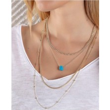 Altın Sarısı Bodrum Boncuk Detaylı Çoklu Kolye