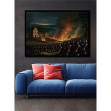 Çerçeve Görünümlü Amerikan Bağımsızlık Savaşı Yağlı Boya Görünümlü Dekoratif Ahşap Ofis Kare Tablo