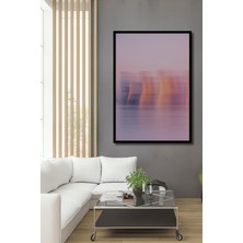 Çerçeve Görünümlü Pembe Düşler Şehri Soyut Sanat Yağlı Boya Görünümlü Ahşap Ofis Kare Tablo