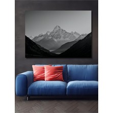 Siyah Beyaz Dağ Zirvesi Manzarası Dekoratif Ahşap Ev/işyeri/ofis Kare Tablo