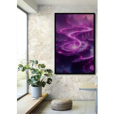 Çerçeve Görünümlü Eflatun Sihirli Portal Modern Sanat Dekoratif Ahşap Ev/işyeri/ofis Kare Tablo