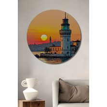 Istanbul Kız Kulesi Çizgisel Sanat Dekoratif Ahşap Ev/işyeri/ofis Yuvarlak Tablo