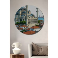 Sultanahmet Camii Pastel Boya Görünümlü Dekoratif Ahşap Ev/işyeri/ofis Yuvarlak Tablo