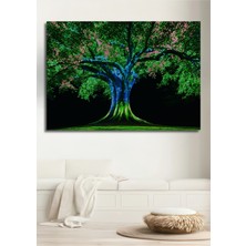 Neon Işıltılı Ağaç Yağlı Boya Görünümlü Dekoratif Ahşap Ev/işyeri/ofis Kare Tablo