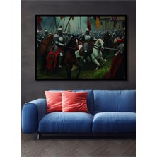 Çerçeve Görünümlü Zırhlı Atlılar Yağlı Boya Görünümlü Dekoratif Ahşap Ev/işyeri/ofis Kare Tablo