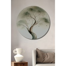 Sulu Boya Görünümlü Zarif Ağaç Sanatı Dekoratif Ahşap Ev/işyeri/ofis Yuvarlak Tablo
