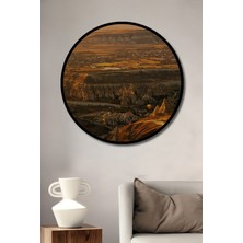 Çerçeve Görünümlü Kapadokya Balonları Yağlı Boya Görünümlü Dekoratif Ahşap Ofis Yuvarlak Tablo