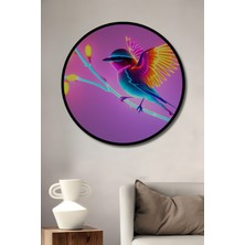 Çerçeve Görünümlü Neon Işıltılı Kuş Modern Sanat Ev/işyeri/ofis Dekoratif Ahşap Yuvarlak Tablo