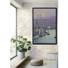 Çerçeve Görünümlü Istanbul Boğazı Nostaljik Kara Kalem Dekoratif Ahşap Ev/işyeri/ofis Kare Tablo