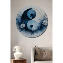 Yin Yang Çiçek Bahçesi Sulu Boya Görünümlü Dekoratif Ahşap Ev/işyeri/ofis Yuvarlak Tablo