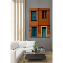 Portekiz Evleri Turuncu Rüyası Dekoratif Ahşap Ev/işyeri/ofis Kare Tablo