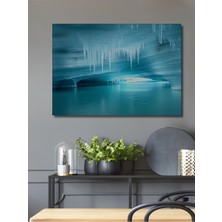 Buz Mağarası Sulu Boya Görünümlü Dekoratif Ahşap Ev/işyeri/ofis Kare Tablo