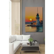 Istanbul Kız Kulesi Çizgisel Sanat Dekoratif Ahşap Ev/işyeri/ofis Kare Tablo