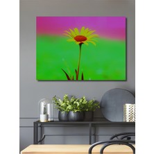 Neon Renklerde Papatya Yağlı Boya Görünümlü Dekoratif Ahşap Ev/işyeri/ofis Kare Tablo