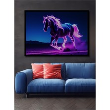 Çerçeve Görünümlü Neon At Koşusu Modern Sanat Dekoratif Ahşap Ev/işyeri/ofis Kare Tablo