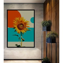 Çerçeve Görünümlü Retro Pop Art Ayçiçeği Dekoratif Ahşap Ev/işyeri/ofis Kare Tablo