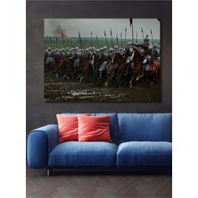 Zırhlı Süvariler Yağlı Boya Görünümlü Dekoratif Ahşap Ev/işyeri/ofis Kare Tablo