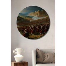 Roma Imparatorluğu Askerleri Yağlı Boya Görünümlü Dekoratif Ahşap Ev/işyeri/ofis Yuvarlak Tablo