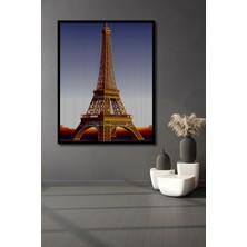 Çerçeve Görünümlü Eiffel Kulesi Modern Sanat Yağlı Boya Görünümlü Dekoratif Ahşap Ofis Kare Tablo