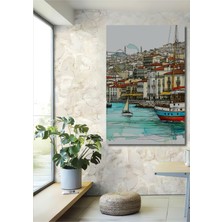Istanbul Boğazı Sulu Boya Görünümlü Dekoratif Ahşap Ev/işyeri/ofis Kare Tablo