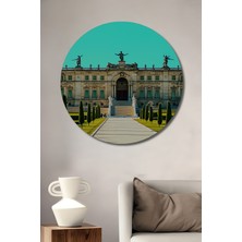 Muhteşem Saray Bahçesi Yağlı Boya Görünümlü Dekoratif Ahşap Ev/işyeri/ofis Yuvarlak Tablo