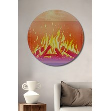 Şömine Ateşi Yağlı Boya Görünümlü Dekoratif Ahşap Dekoratif Ev/işyeri/ofis Yuvarlak Tablo