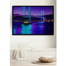Çerçeve Görünümlü Neon Işıltılı Köprü Modern Sanat Dekoratif Ahşap Ev/işyeri/ofis Kare Tablo