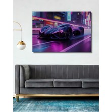 Neon Işıltılı Gelecek Otomobil Dekoratif Ahşap Ev/işyeri/ofis Kare Tablo