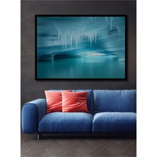Çerçeve Görünümlü Buz Mağarası Sulu Boya Görünümlü Dekoratif Ahşap Ev/işyeri/ofis Kare Tablo