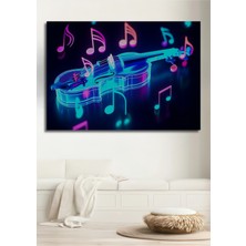 Neon Işıltılı Keman Melodisi Dekoratif Ahşap Ev/işyeri/ofis Kare Tablo