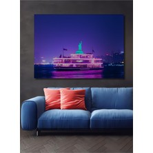 Neon Işıltılı Özgürlük Heykeli Tekne Turu Dekoratif Ahşap Ev/işyeri/ofis Kare Tablo
