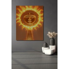 Ateşten Yüzlü Güneş Tanrısı Yağlı Boya Görünümlü Dekoratif Ahşap Ev/işyeri/ofis Kare Tablo