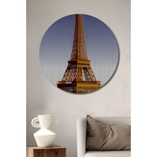 Eiffel Kulesi Modern Sanat Yağlı Boya Görünümlü Dekoratif Ahşap Ev/işyeri/ofis Yuvarlak Tablo