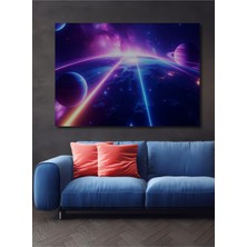 Neon Işıklarıyla Kozmik Dans Yağlı Boya Görünümlü Dekoratif Ahşap Ev/işyeri/ofis Kare Tablo