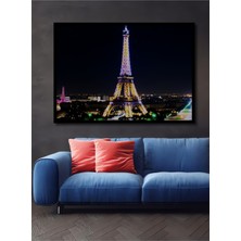 Çerçeve Görünümlü Eiffel Kulesi Rüya Şehri Yağlı Boya Görünümlü Dekoratif Ahşap Ofis Kare Tablo