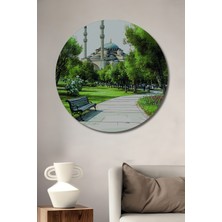 Cami Parkı Kara Kalem Görünümlü Dekoratif Ahşap Ev/işyeri/ofis Yuvarlak Tablo