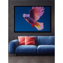 Çerçeve Görünümlü Uçan Beyaz Güvercin Yağlı Boya Görünümlü Dekoratif Ahşap Işyeri/ofis Kare Tablo