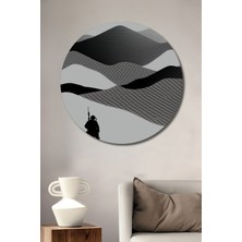 Siyah Beyaz Dağlar ve Askerler Minimalist Ev/işyeri/ofis Dekoratif Ahşap Yuvarlak Tablo