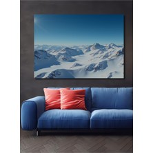 Kar Beyazı Dağların Yağlı Boya Görünümlü Modern Sanat Ev/işyeri/ofis Dekoratif Ahşap Kare Tablosu