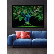 Çerçeve Görünümlü Neon Işıltılı Ağaç Yağlı Boya Görünümlü Dekoratif Ahşap Ev/işyeri/ofis Kare Tablo