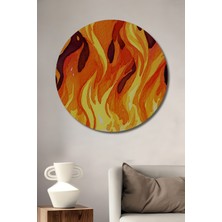 Ateş Dansı Sulu Boya Görünümlü Dekoratif Ahşap Ev/işyeri/ofis Yuvarlak Tablo