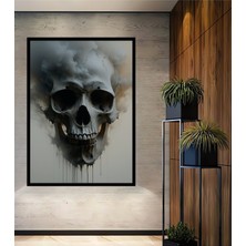 Çerçeve Görünümlü Sisli Kafatası Modern Sanat Dekoratif Ahşap Ev/işyeri/ofis Kare Tablo