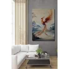 Efsanevi Phoenix Kuşu Yağlı Boya Görünümlü Dekoratif Ahşap Ev/işyeri/ofis Kare Tablo